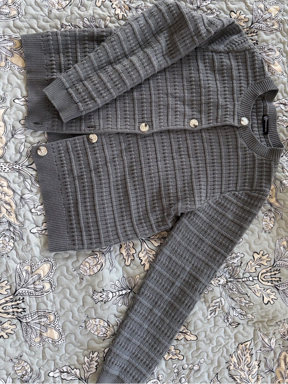 Classic Gray Button-Front Knit Cardigan Sweater